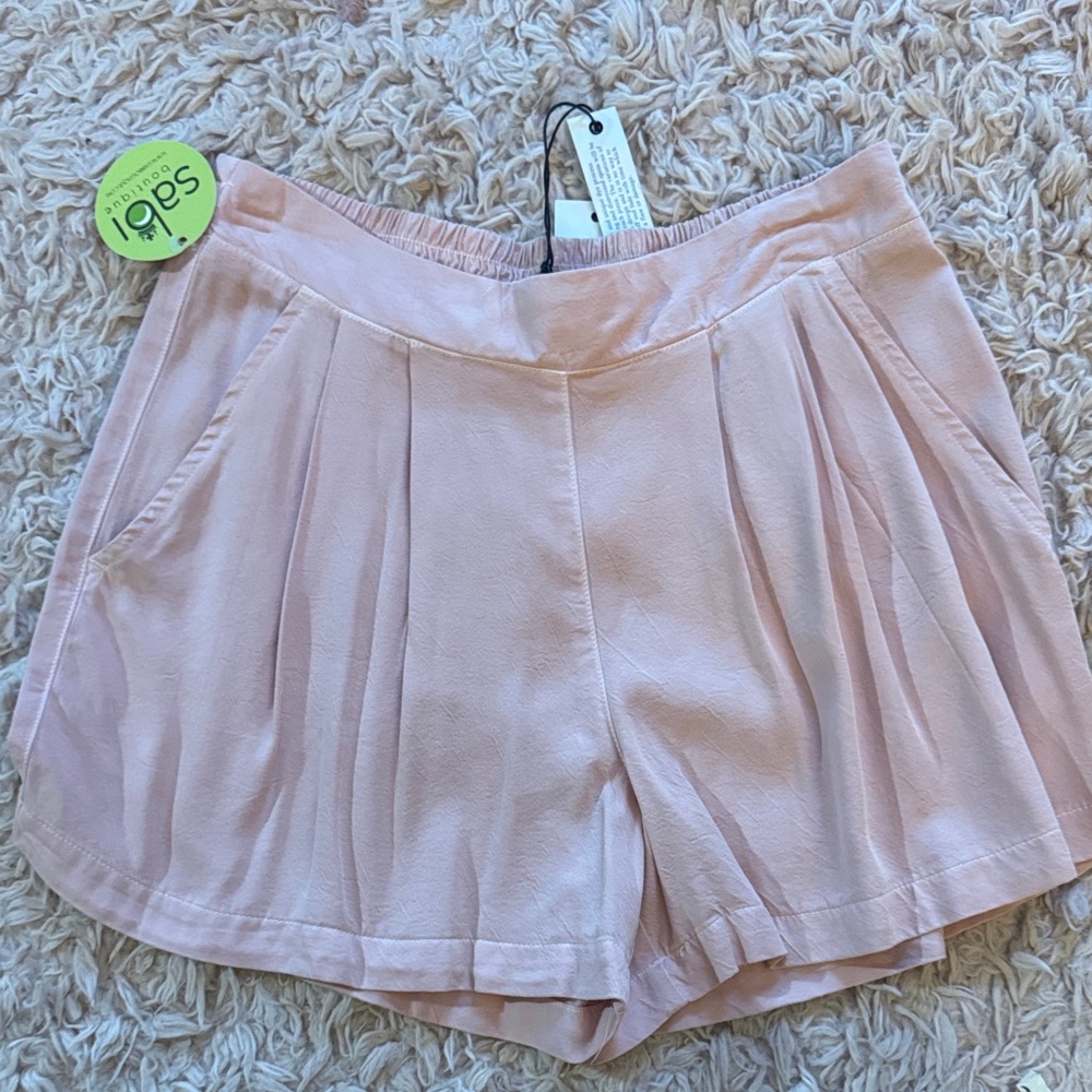 Maven West Blush Pink High Waist Pleated Shorts